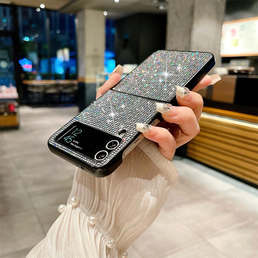 Luxury Shining Diamond Phone Case For Samsung Galaxy Z Flip 4 5 Cover Matte Hard Shockproof Bumper Cases For Z Flip3 Flip5 5G
