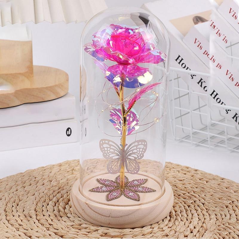Mother's Day Gifts Birthday Gifts Galaxy Acrylic Rose Crystal Flower Gift Light Up Rose In Glass Dome Artificial Rose Ideas Gift for Mom Sister