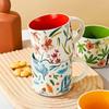 JUSTINLAU Ceramic Mug Cartoon Ice Cream Bear Flower Bird Water Cup Portable Breakfast Coffee Milk Oat Cups Home Office Drinkware