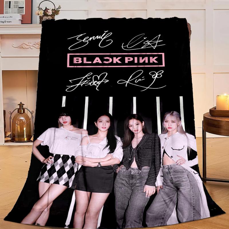 1PC kpop Bp Flannel Blanket Gift, Suitable for Both Men And Women, Soft Ideal for Beds And Sofa, Birthday Or Christmas Gift