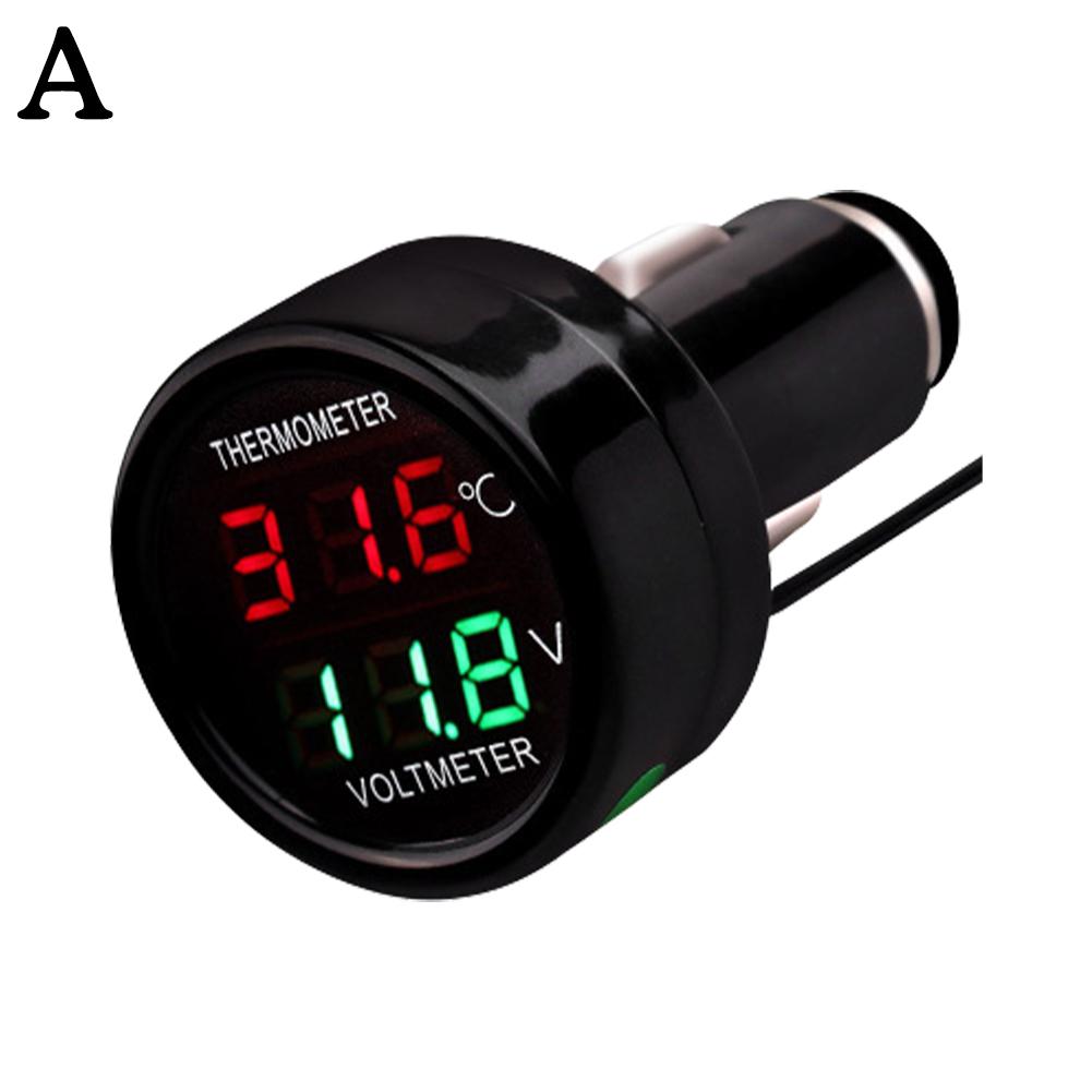 12 В 24 В цифровой автомобильный вольтметр термометр стиль прикуривателя 2 в 1 монитор батареи напряжение измеритель температуры