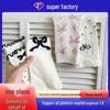 Women's Mid-Calf Bow Socks - Spring/Summer, Sweat-Absorbent, Thin, Versatile, Black/White Trendy Design.