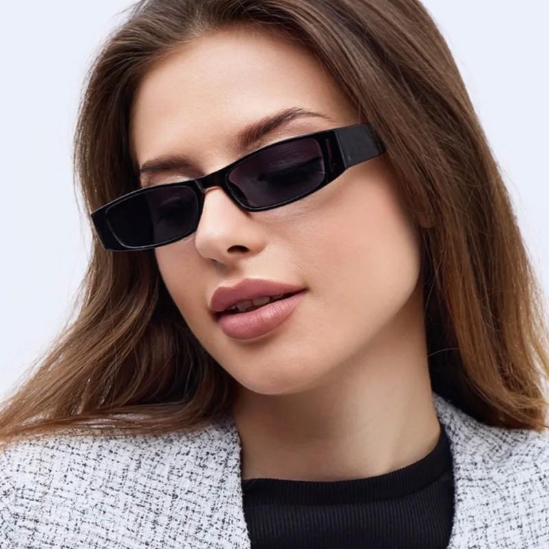 Protective Glasses 3pcs New Women Narrow Frame Square Frame Sun Glasses Simple Style UV400 Shades Black Lens Sunglasses