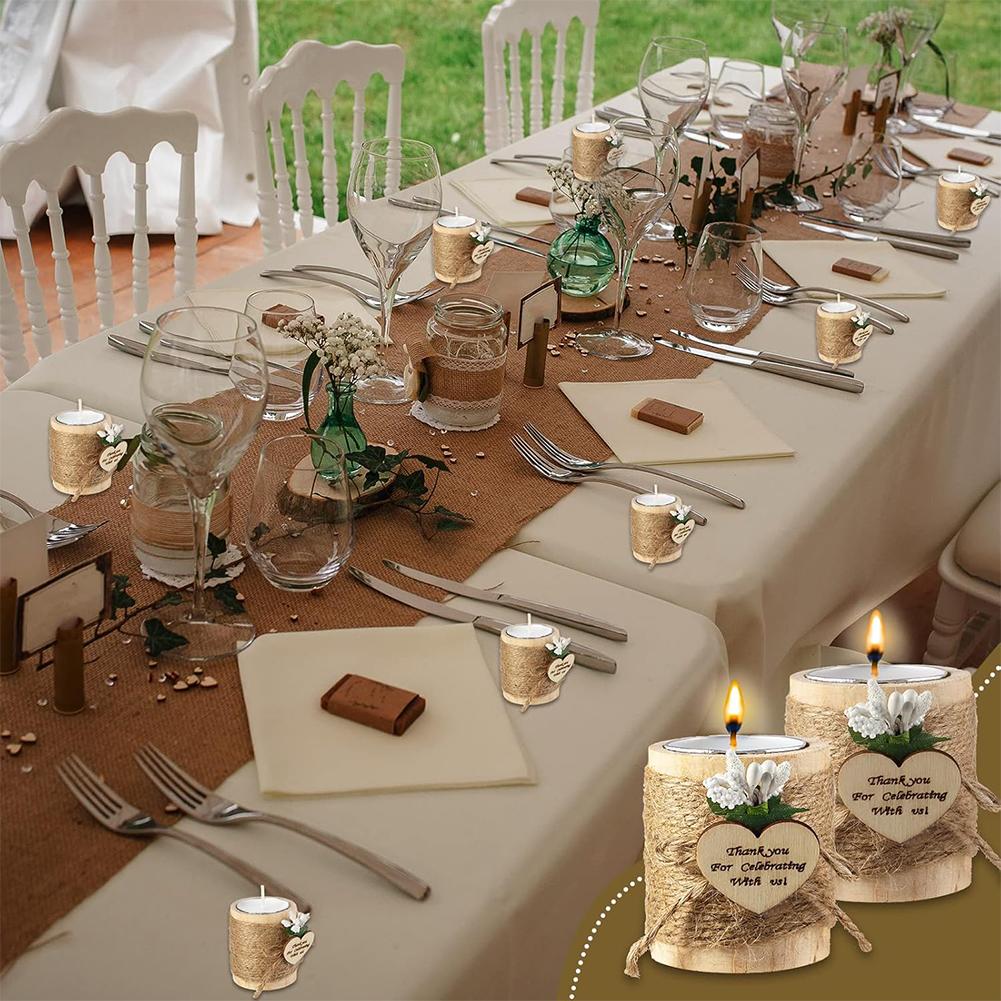 12Pcs Wooden Tealight Candle Holders Wedding Favors Party Candle Favors Bridal Shower Favors for Wishing Wedding Party Birthday