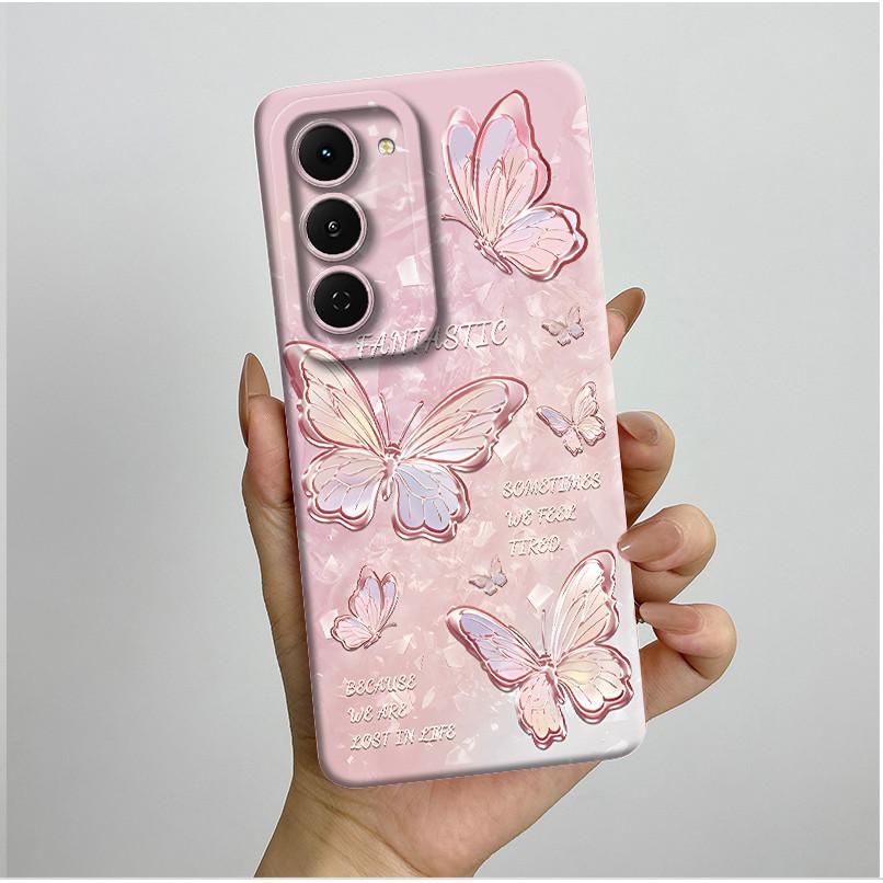 Чехол для Tecno Spark 40 Pro 40Pro+ Plus 4G Эстетичный Цветочный Чехол для Телефона Тонкий Жидкий Силикон Защита от Падений Мягкий Чехол