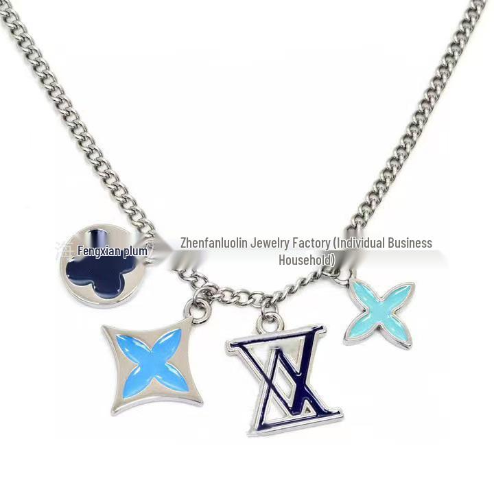 Классический бирюзовый кулон-ожерелье Ослика: Модная Унисекс Цепочка на Ключицы для Пар