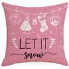 1pc Pink Christmas Cushion Cover  Snowman Deer Pine Printed Washable Cover for Home Ornament Xmas New Year Christmas Decoration
