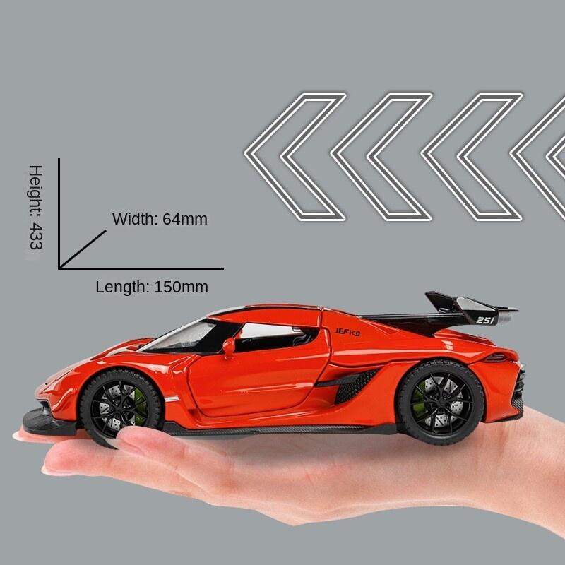 Масштаб 1/32 Koenigsegg Jesko, модель автомобиля из цинкового сплава, со светом, звуком и откидным литьем под давлением, игрушки, коллекции подарков, украшения для мальчиков