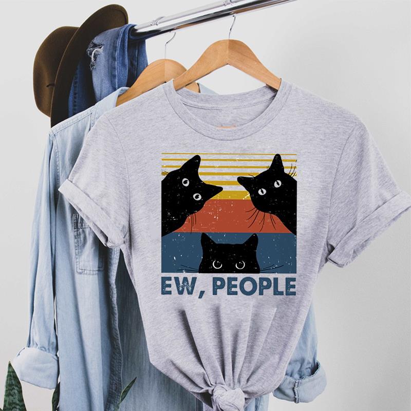 Cat Per Lovely 90s Sweet Trend Футболка Модная футболка Одежда Повседневная женская футболка с коротким рукавом с принтом Женская женская футболка с графикой