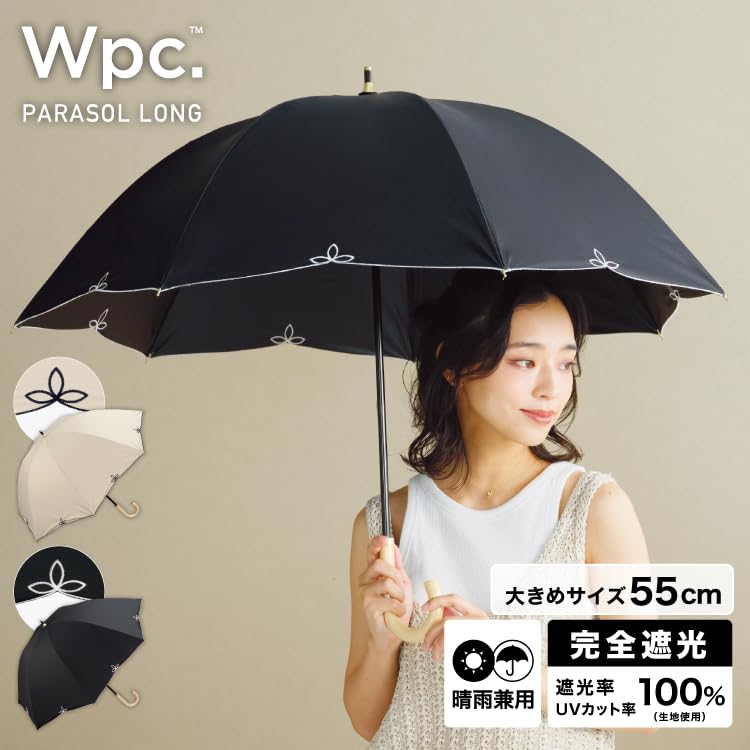 Sun Long Shade Dome Parasol with Wide Scalloped Suitable for Sunny and Rainy UV Black Wpc. Umbrella, Umbrella, Edge, Days, 100% Shade, 100%