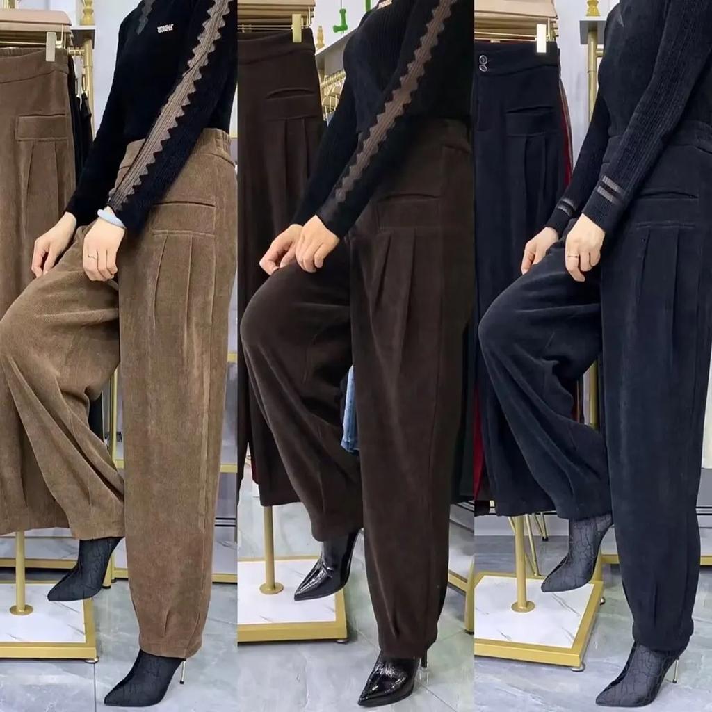 Autumn Winter Women's High-Waisted Corduroy Chenille Harem Pants Lantern Pants Loose Fit