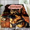 1PC Custom Name "German Shepherd's Cozy Corner" flannel blanket versatile,all-season throw suitable for the living room,bedroom,camping,travel,and gif