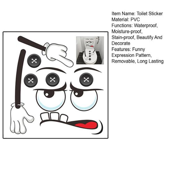 Наклейка на унитаз с мультяшным выражением, водонепроницаемая, съемная, самоклеящаяся, из ПВХ, для гостиной, ванной комнаты, настенное искусство
