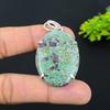 Ruby In Fuchsite  Ethnic 925 Sterling Silver Jewelry Pendant 2.09" a0R90