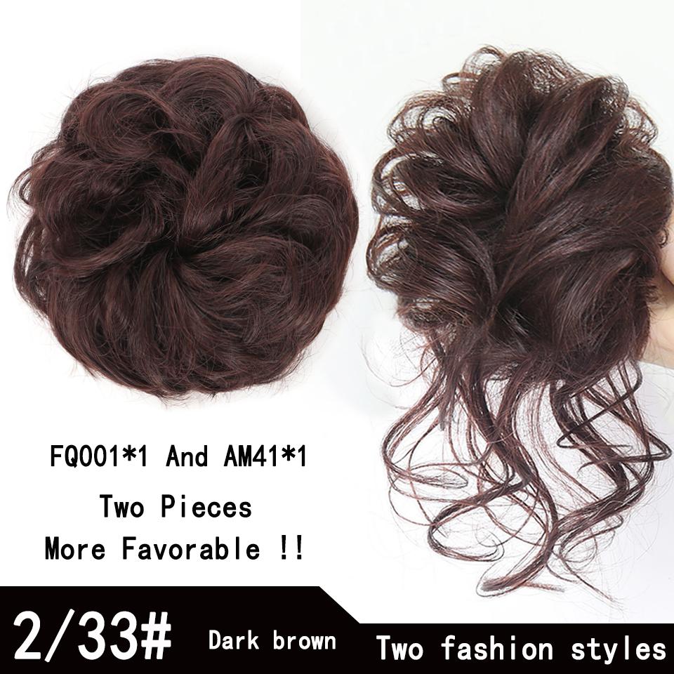 Short Messy Fluffy Chignon Donut Hair Bun Pad Elastic Hair Rope Rubber Band Synthetic Ponytail Hair Extension