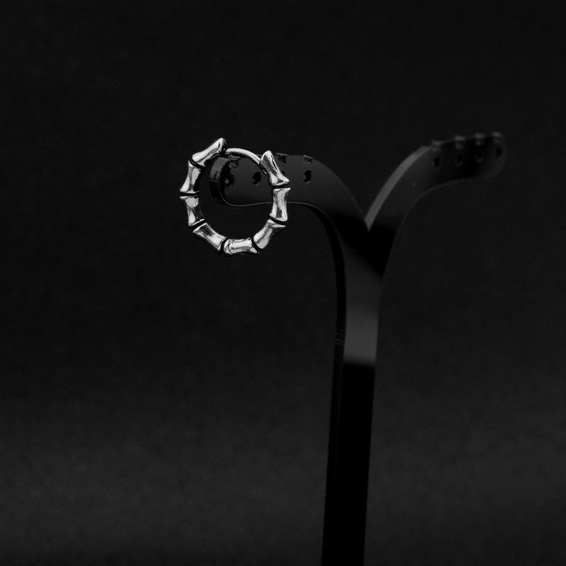 Мужские и женские серьги из нержавеющей стали, ретро-панк-серьги-кольца из бамбука, байкерские серьги