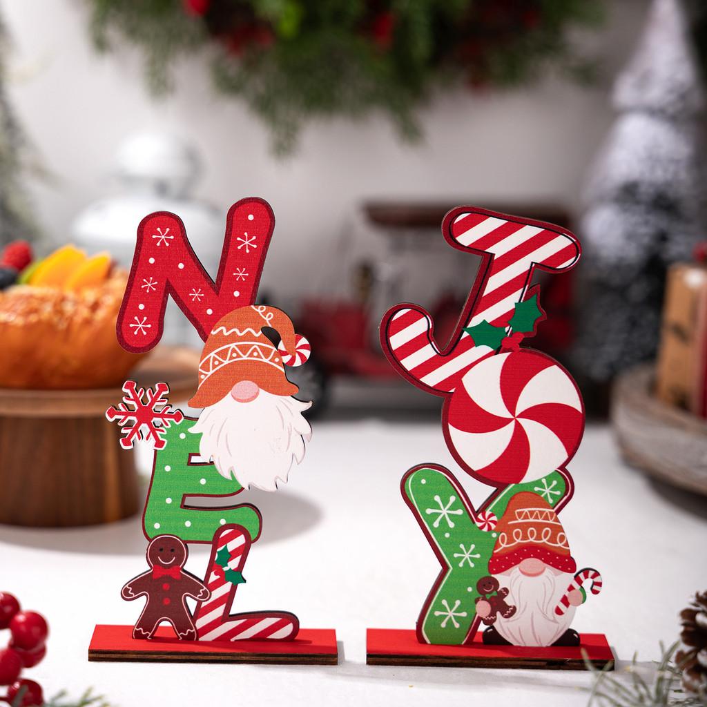 Gingerbread Man Christmas Wooden Decor With Colorful Letters For Holiday Celebration