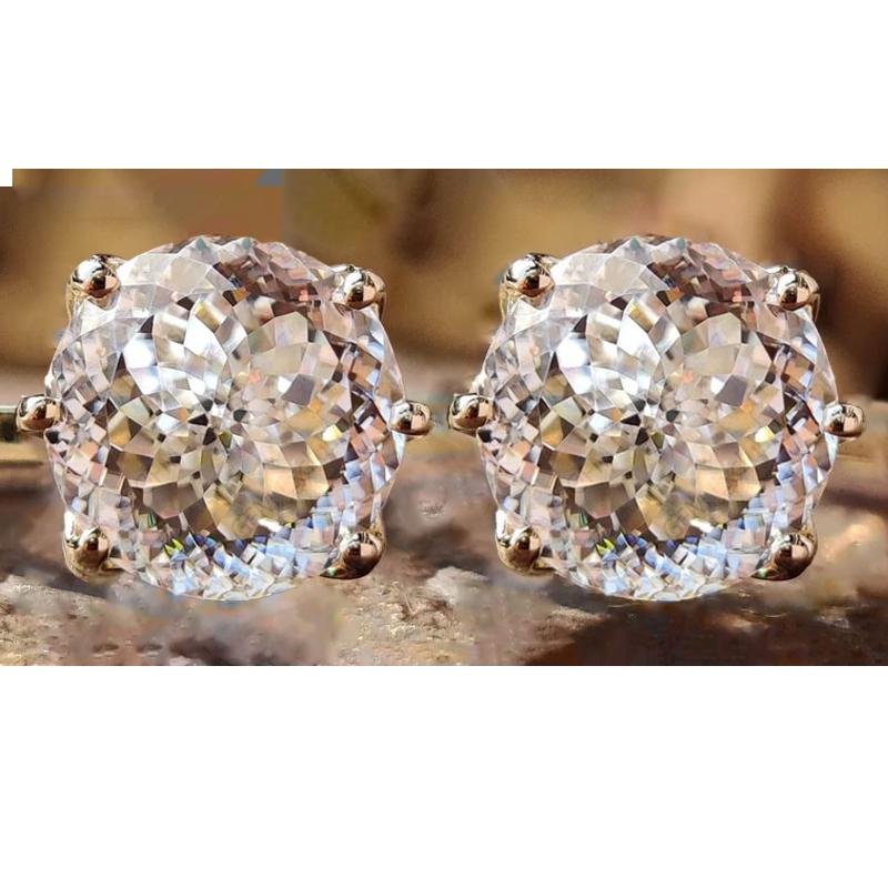100% S925 silvery Portuguese cut D moissanite screw back 6 prong stud earring for women golden plated yellow golden plated GRA