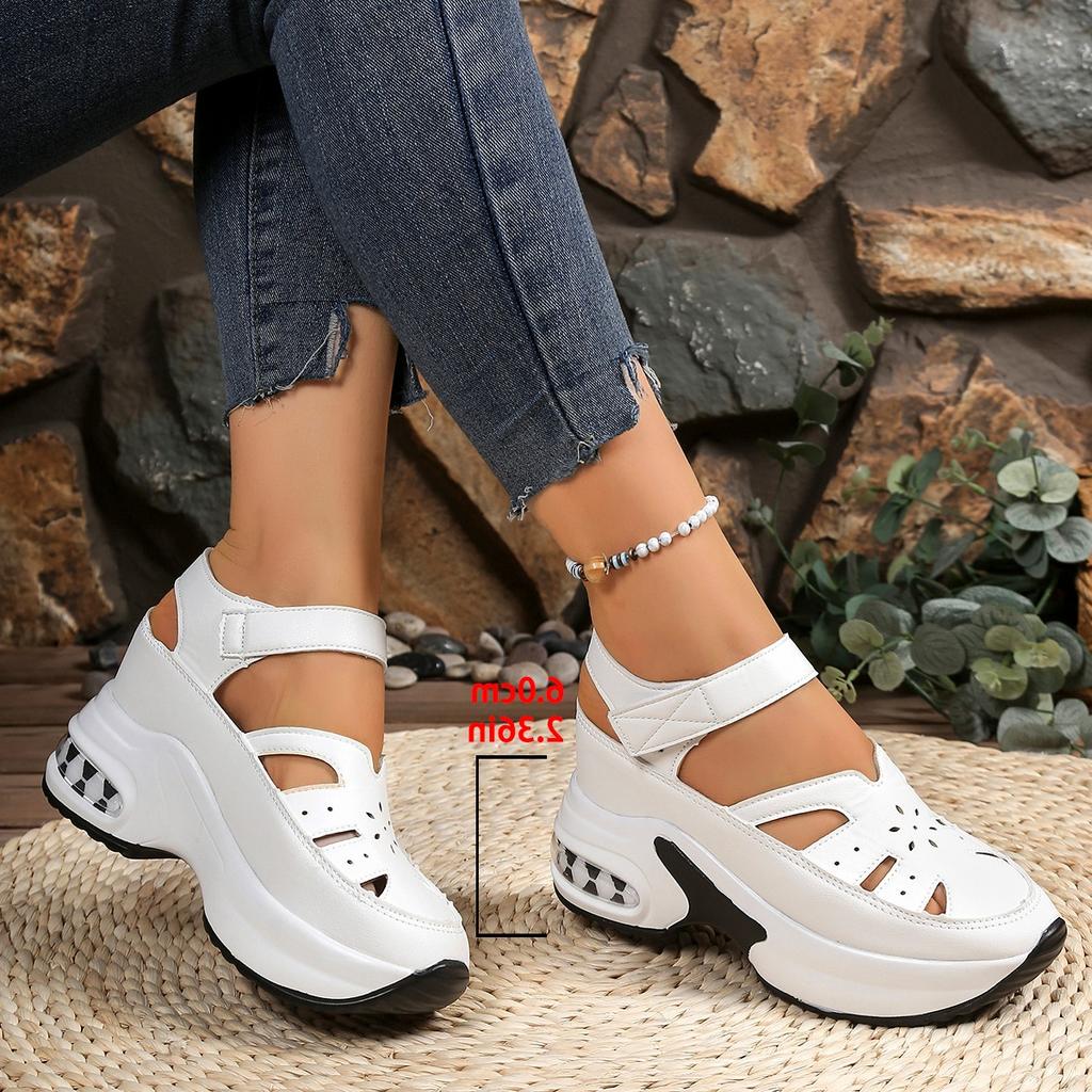 Fashion Women Sandals Fashion Baotou Hollow Wedge Women Shoes 2025 New Height Increasing Sandals Roman Platform Shoes Sandalias De Mujer