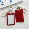 Ins Solid Color ID Card Holder Student Bus Card Case Badge Cards Cover Women Credit Card Holder with Hand Rope Lanyard