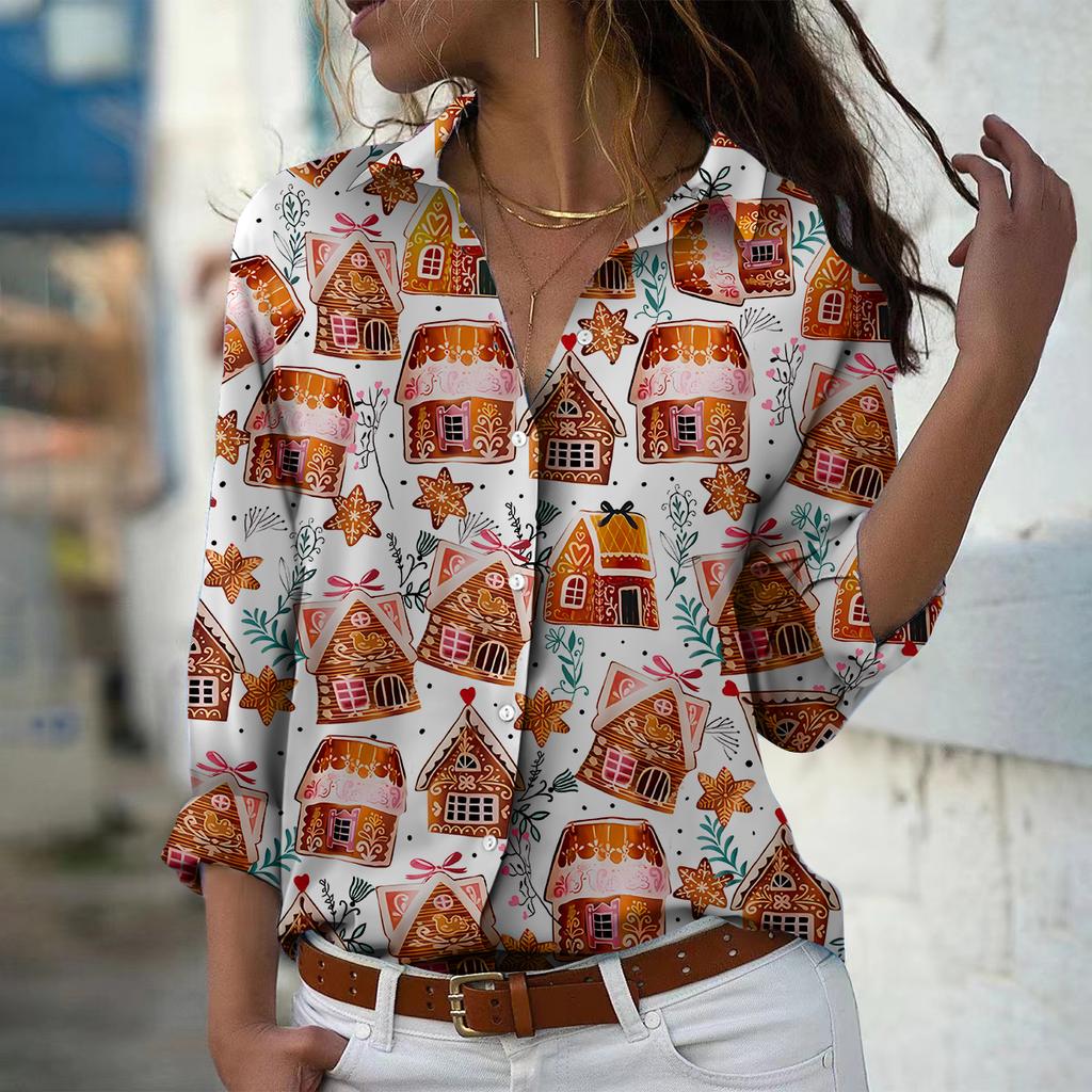 Разноцветные листья принт женская блузка весна осень женская офисная женская рубашка на пуговицах с отложным воротником