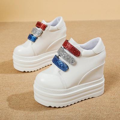 Модная осенняя новинка, туфли на платформе со стразами, универсальные, противоскользящие, износостойкие, на высоком каблуке, повседневные женские туфли