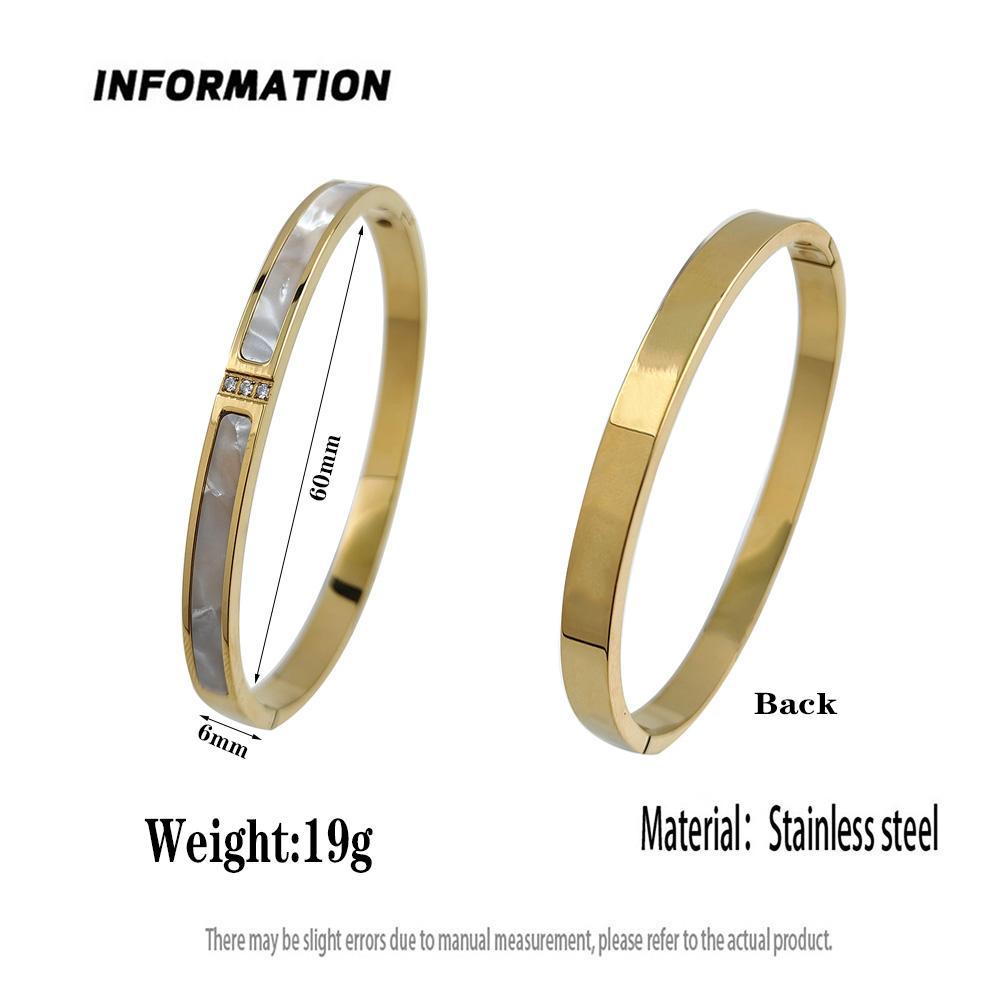 New stainless steel gold plated white shell zircon bracelet, high quality waterproof women's bracelet, wedding party jewelry