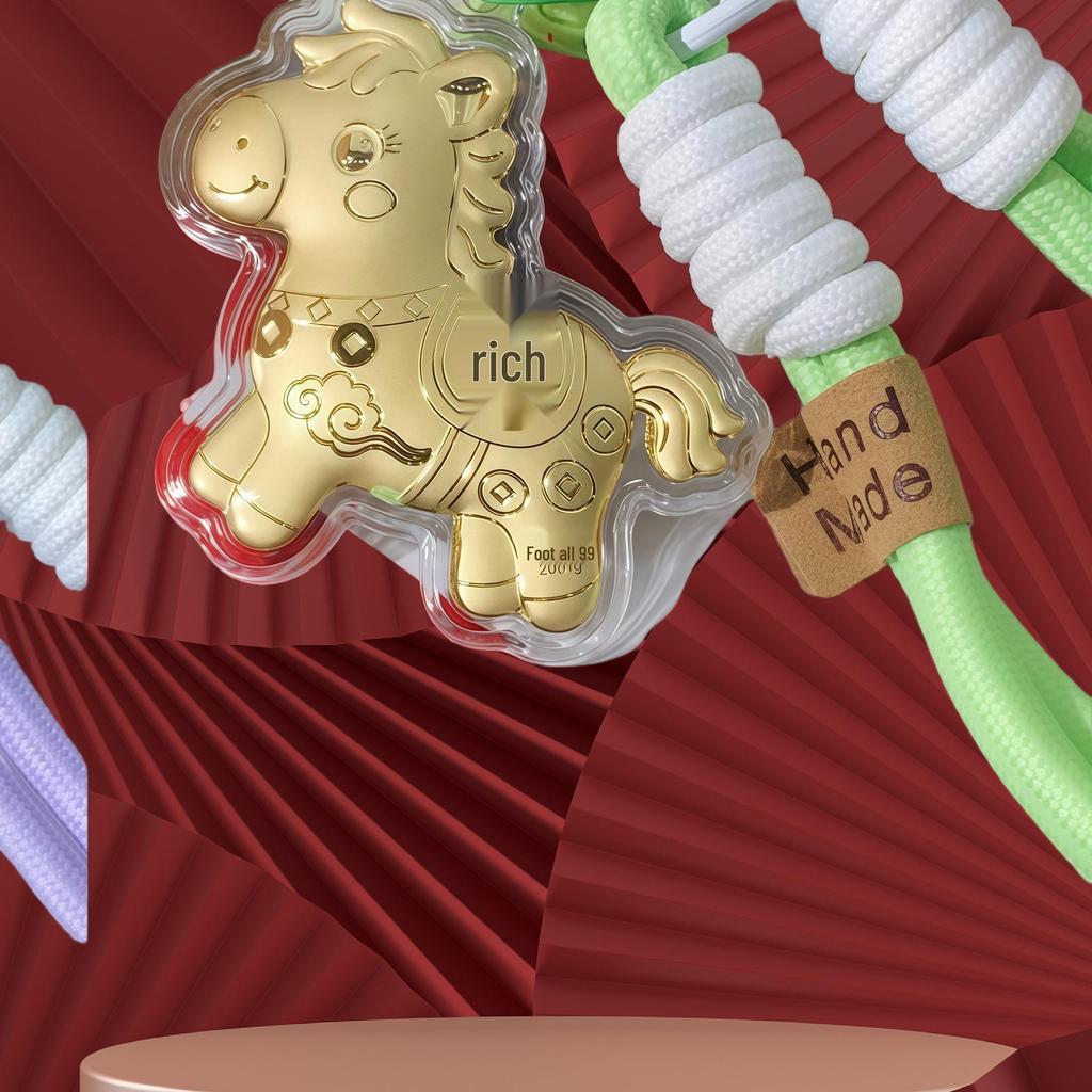 Кулон-брелок для ключей в виде лошади из чистого золота 999 пробы: Талисман мгновенного богатства для телефона, сумки или автомобиля