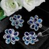 Colorful Zircon Floral Earrings and Camellia Pendant Ring Set