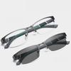 Men Business Photochromic Myopia Glasses Half Frame Metal Anti -Blue Light Outdoor Uv400 Prescription Glasses Diopter 0 To -6 .0