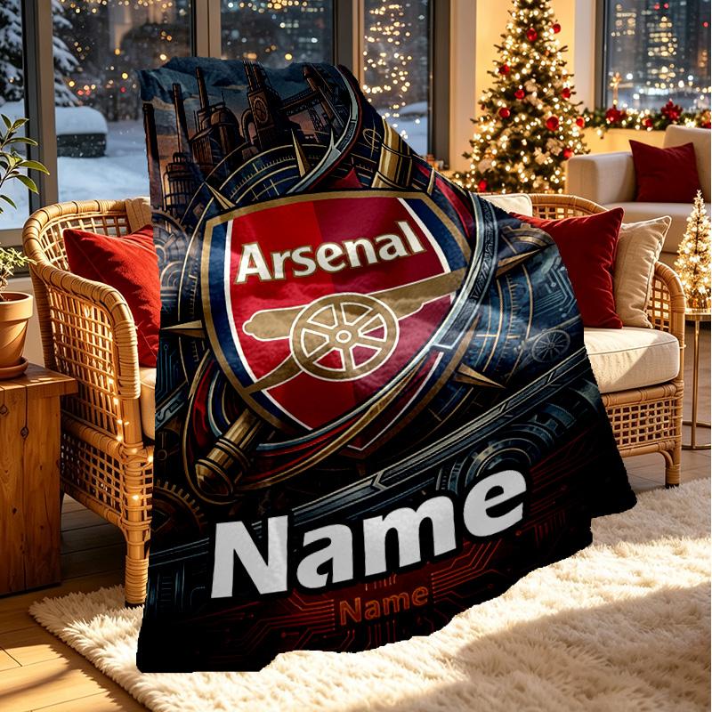Custom Name Personalized Arsenal F.C Print Blanket, Home Decor, Bedroom, Sofa, Camping, Couch, Gifts for Birthday Christmas