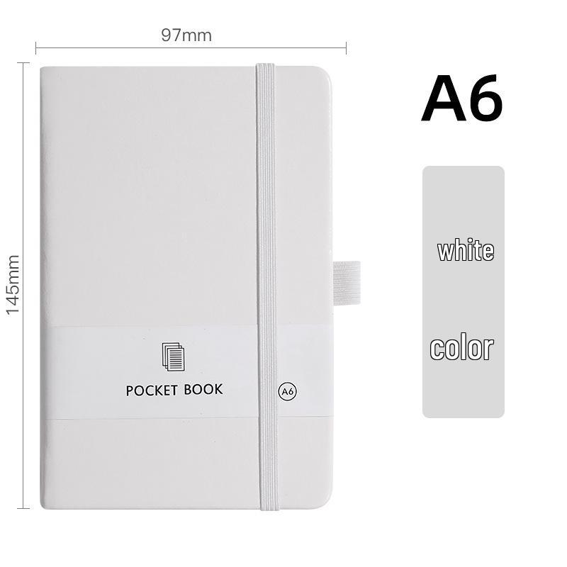 A6 Color Elastic Band Portable Notebook - Student Memo with Skin-Feel Leather Pocket Design