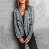 Женский блейзер в клетку, повседневная офисная куртка на пуговицах с лацканами с вырезом, универсальное пальто для работы и ежедневных поездок