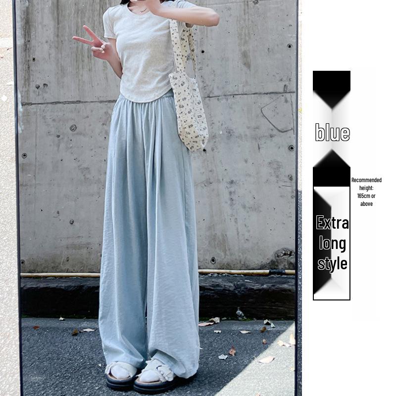 Douyin Quality Women's Summer 2025 Ice Silk Wide-Leg Pants - Casual & Thin Style