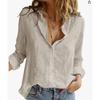 Женские дышащие мягкие блузки Хлопковая рубашка с длинным рукавом Однотонная с отложным воротником на пуговицах Свободные топы