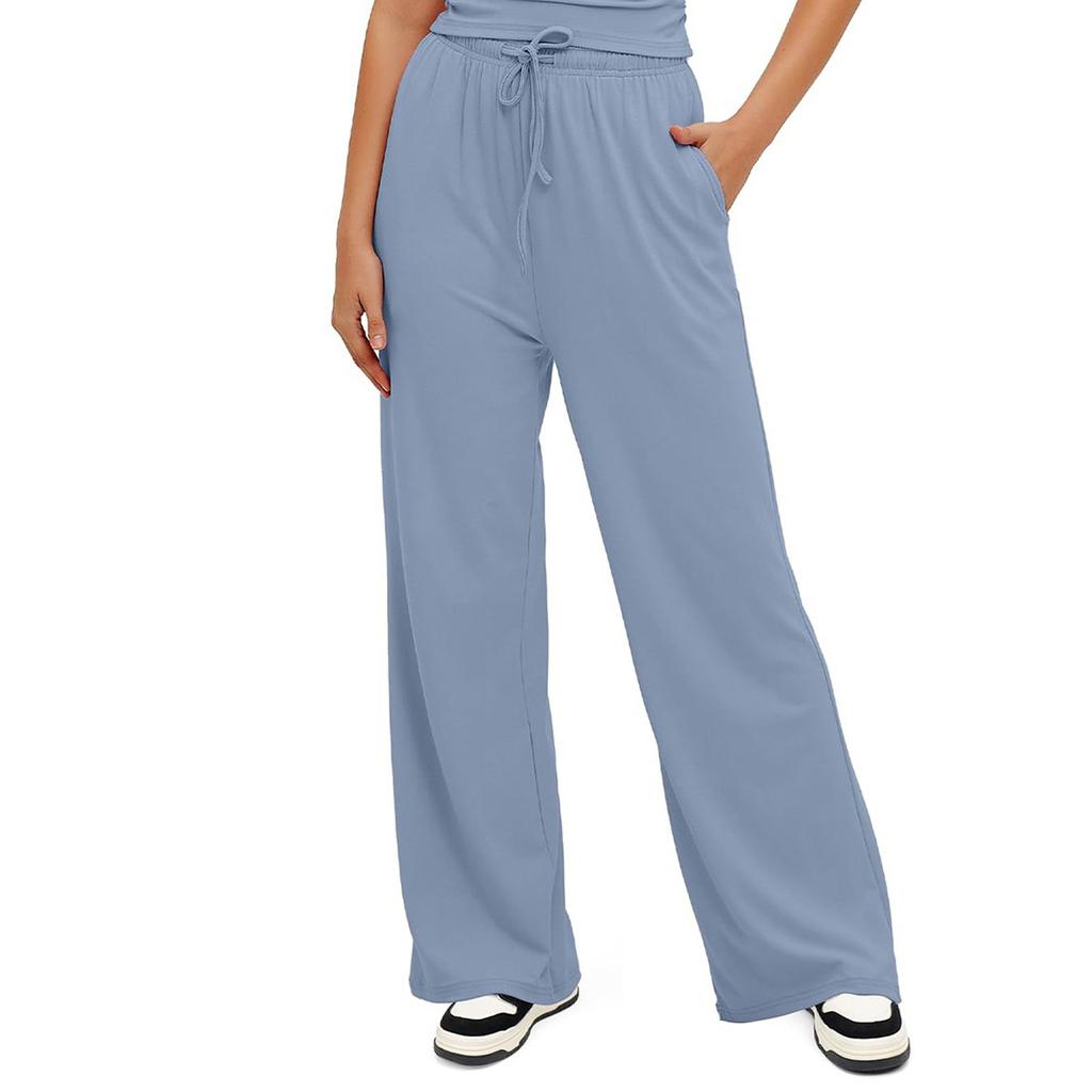 Женские прямые летние легкие брюки с косыми карманами и высокой талией