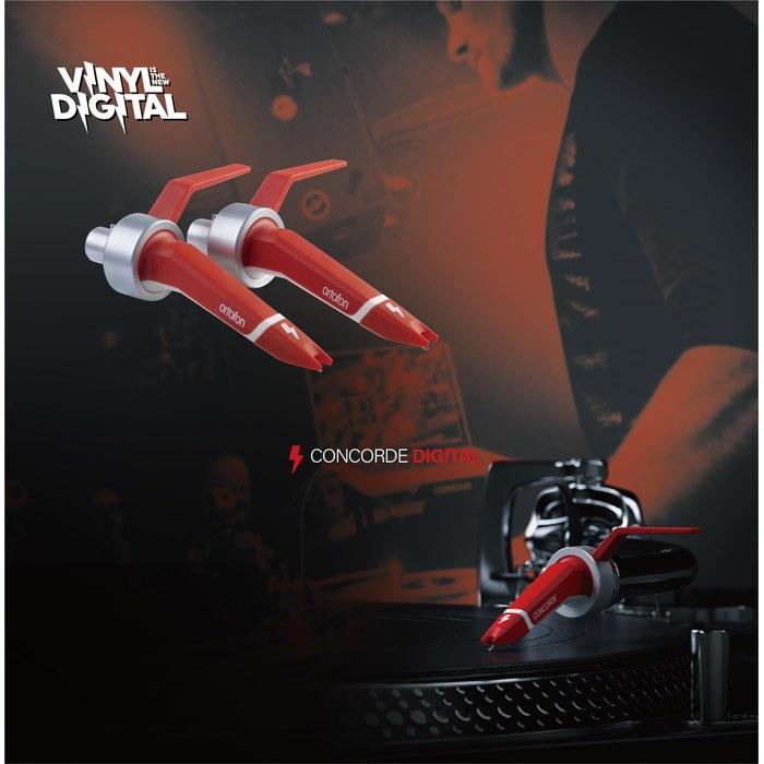 Ortofon Concorde MKII Twin Digital DJ Cartridge Headshell Integrated 2-Pack Stylus Flight Case Included DJ Play/Listening Dual-Purpose Red