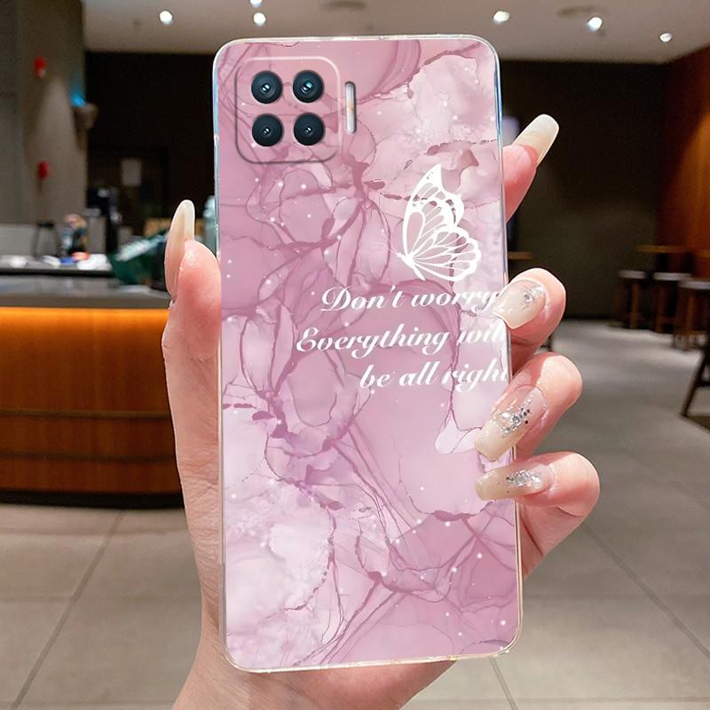 Phone Case For OPPO Reno4 Lite 4 F Flower Butterfly Casing For Oppo Reno 4 Lite 4F Capa Transparent Soft Silicone TPU Back Cover