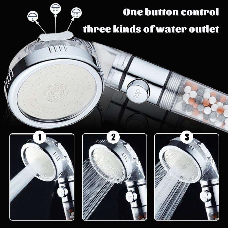 3 режима Регулируемая насадка для душа высокого давления Сменный фильтр SPA Насадка для душа Экономия воды с кнопкой переключения Душ ZH