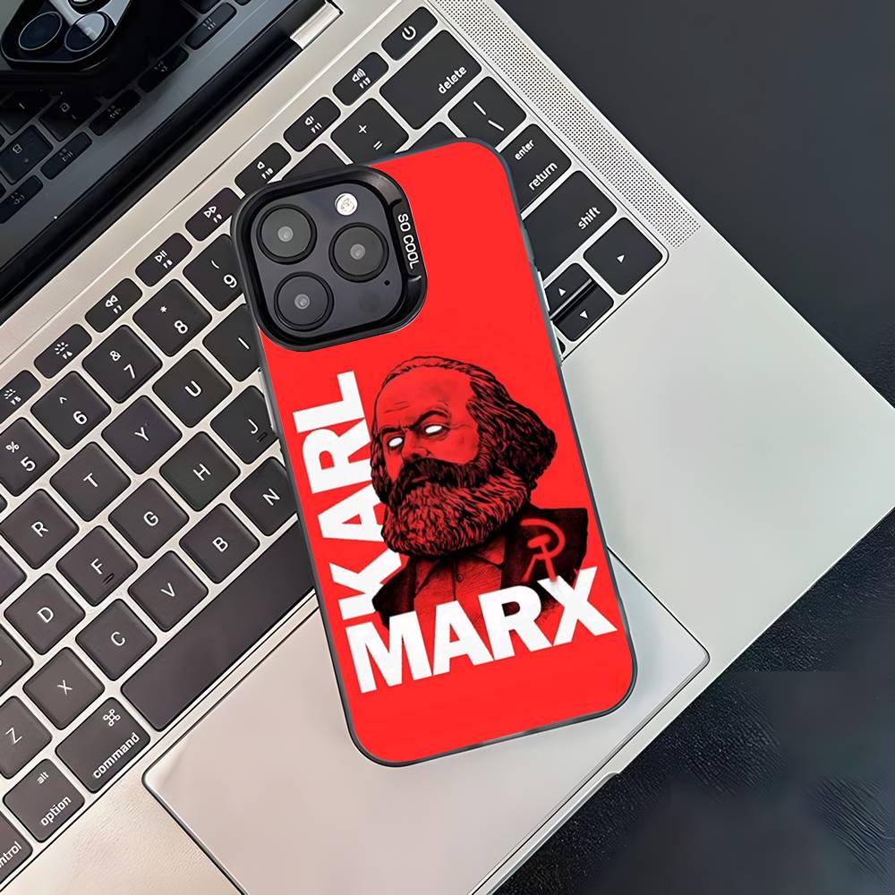 Чехол для телефона Карл Маркс для iPhone 17,16,15,14,13,12,11,Pro,XS,Max,Plus,Mini,SE4,E Черный Матовый Ударопрочный Чехол