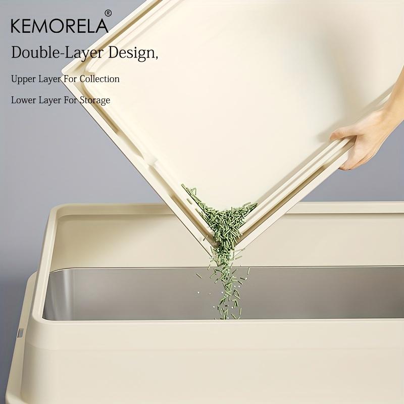KEMORELA Очень большая нержавеющая стальная кошачья туалетная коробка с крышкой - Закрытый лоток с высокими бортиками, устойчивый, герметичный, коврик для кошачьего туалета