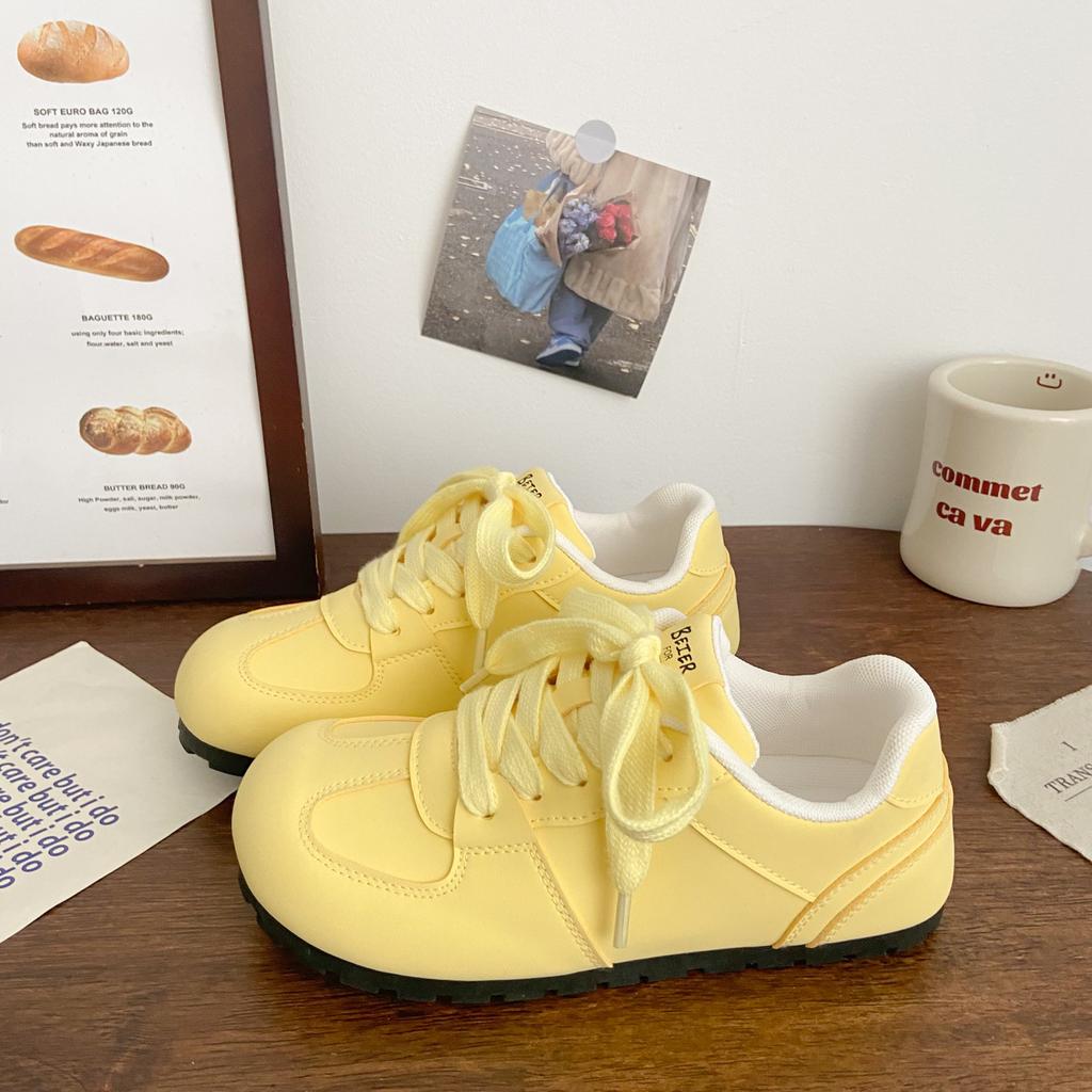 Pink German Training Board Shoes Female Ugly Cute Autumn New Chic Niche Casual Round Head Student Big Head Forrest Gump White Shoes