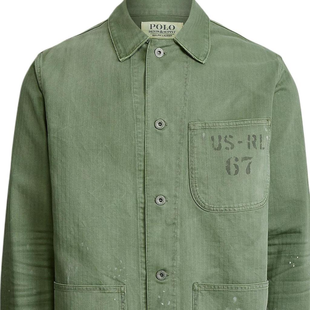 Polo Ralph Lauren FW23 Solid Color Pointed Collar Houndstooth Long Sleeve Jacket Men Jackets Military-Green MNPOOTW16020752-300