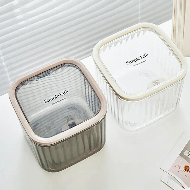 Прозрачный мини-настольный ящик для хранения, с выдвижной крышкой, водонепроницаемый многофункциональный контейнер для хранения, ящик для хранения дозатора стирального порошка