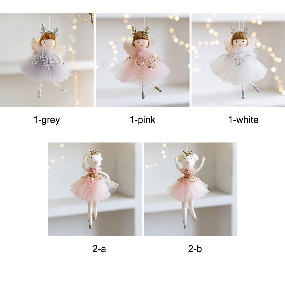 Creative Pink White Christmas Hanging Decorations Embellishment Party Supplies Xmas Tree Ornaments Gifts Toys Angel Girl Doll