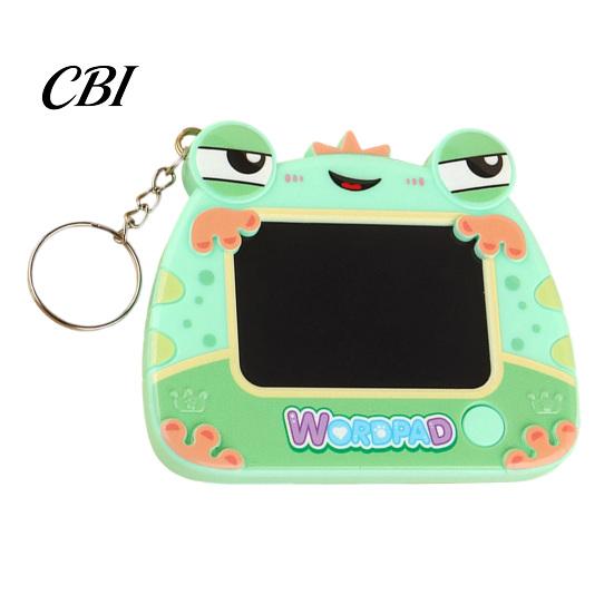 Reusable Writing Pad Mini Drawing Board Keychain for Kids, Cartoon Frog with Key Ring, Hanging Doodle Sketch School Bag LCD Tablet Pendant