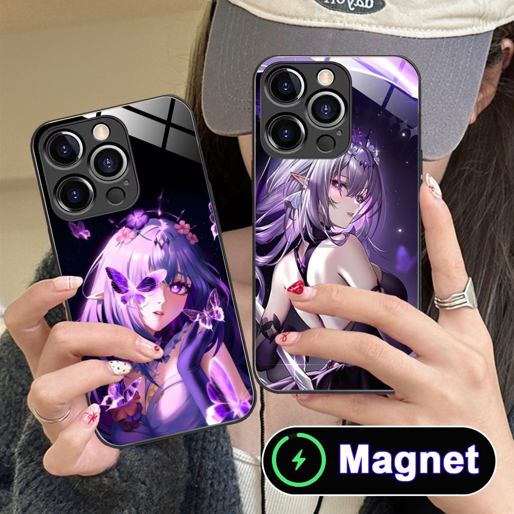 HSR Касторовое Стекло MagSafe Чехол для Мобильного Телефона для iPhone 17 16 15 14 13 12 11 Air Pro Max Plus Mini Цветной Чехол