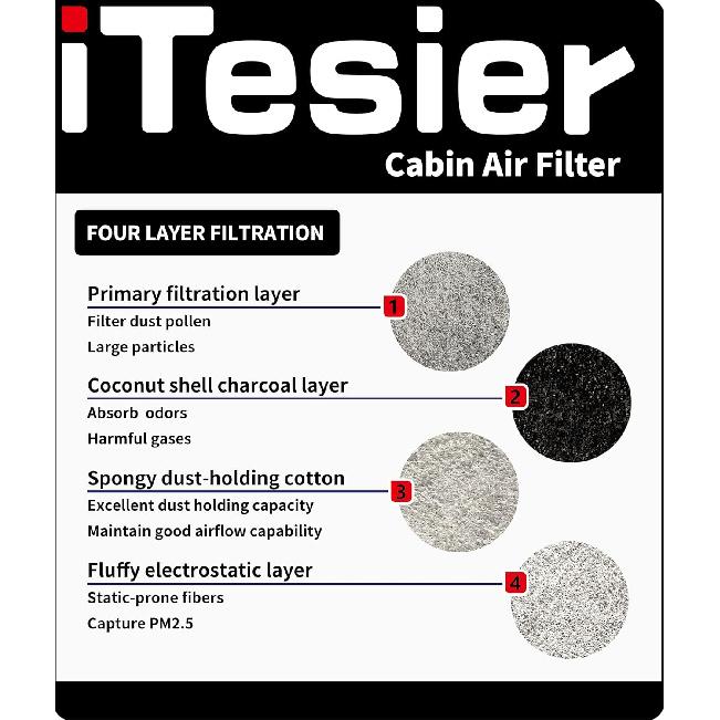 Cabin Engine Air Filter Kit For Odyssey (2018 2024 2025) Replaces 80292-TF0-G01, 17220-5J6-A10