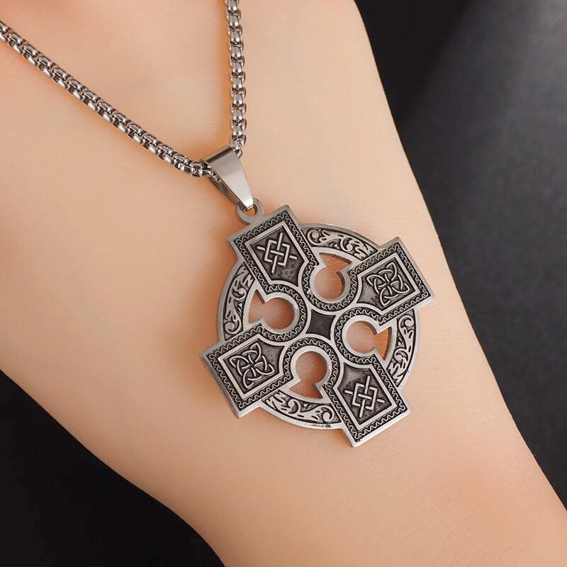 Ожерелье-кулон из нержавеющей стали с кельтским узлом и ирландским крестом для мужчин и женщин, модные ювелирные изделия