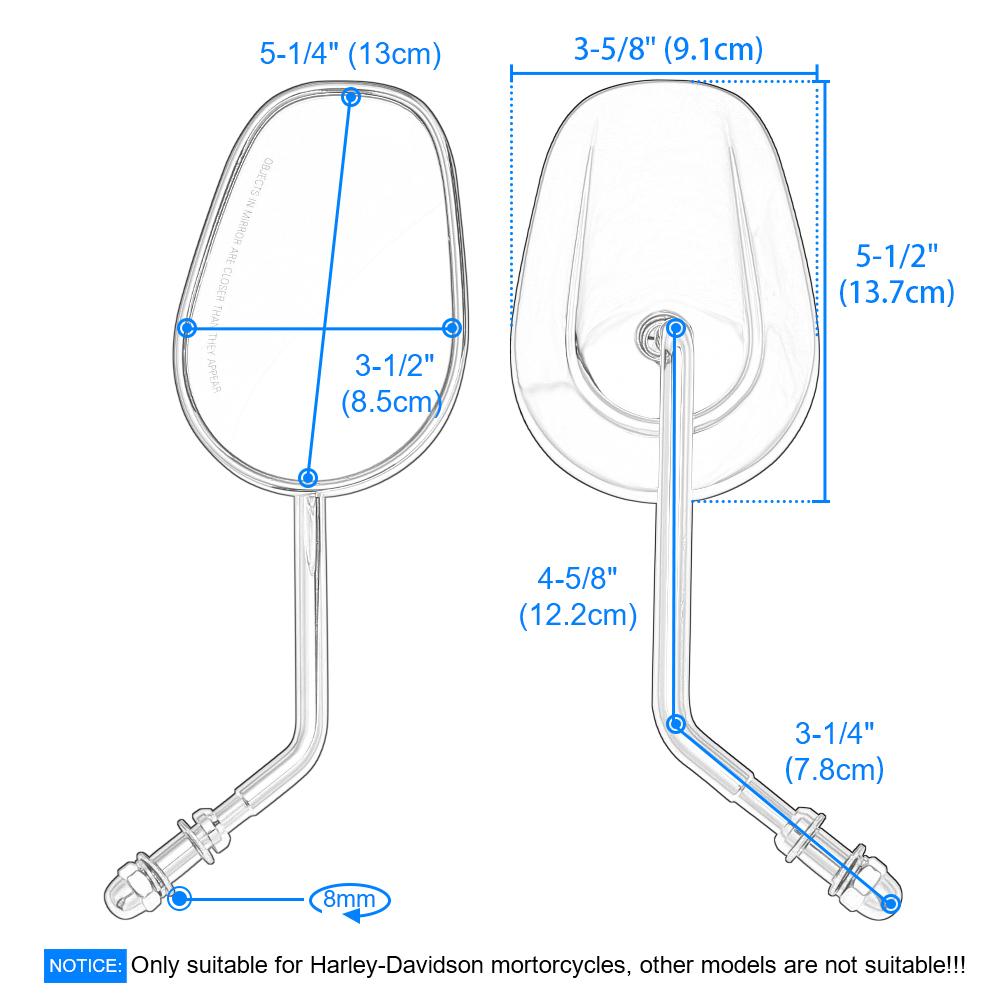 8 мм зеркало заднего вида для мотоцикла, большие аксессуары для мотоциклов для Harley Davidson Sportster 883 Softail V Rod